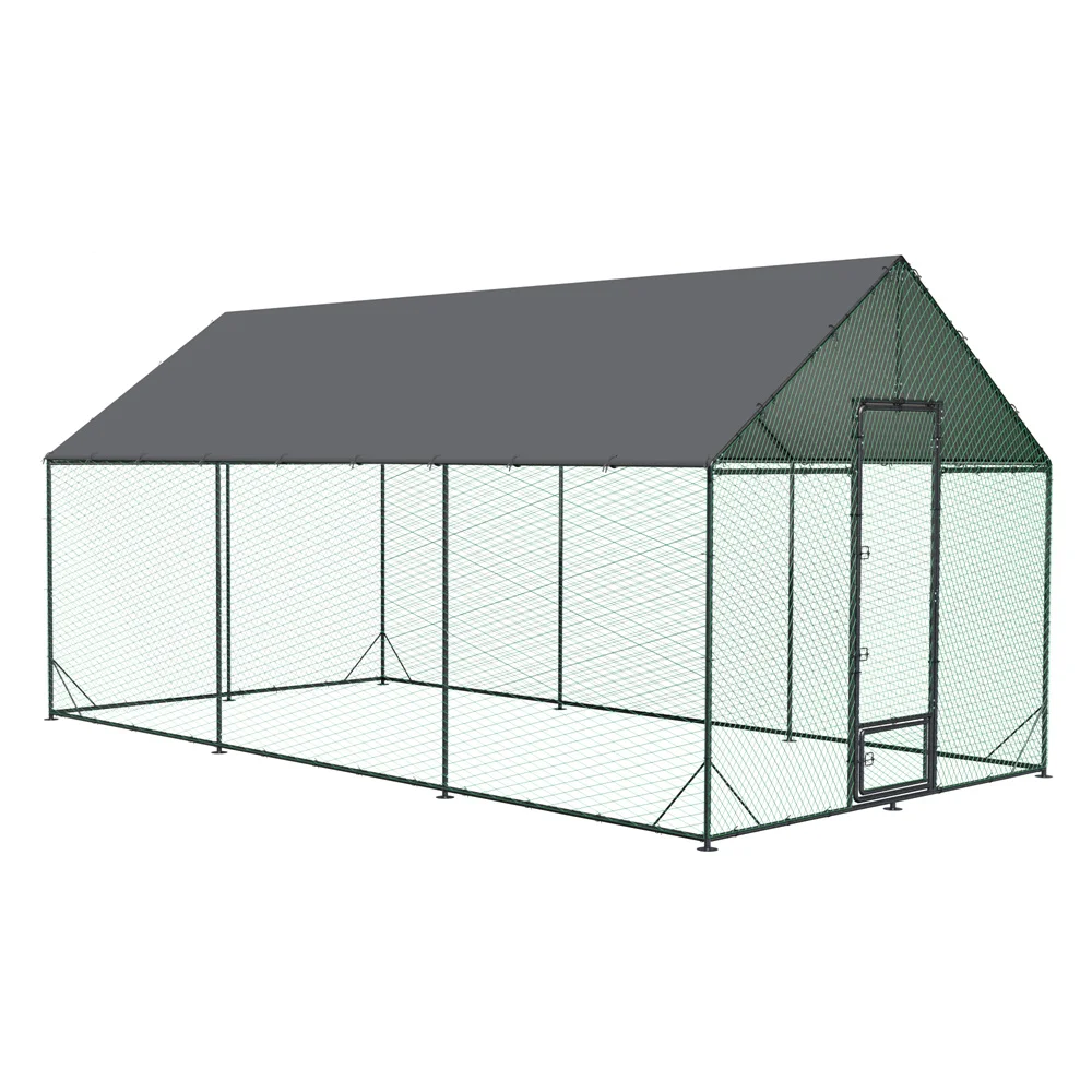 Robuster, verbesserter Outdoor-Hühnerstall, großer Metall-Hühnerstall, begehbarer Geflügelstall, Hühner- und Geflügelkäfig mit wasserdichter Abdeckung
