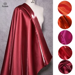 Burgundy Glossy Metallic Satin Fabric - Luxury Liquid Galaxy Water Gloss for Designer Suits & High-End Apparel Material
