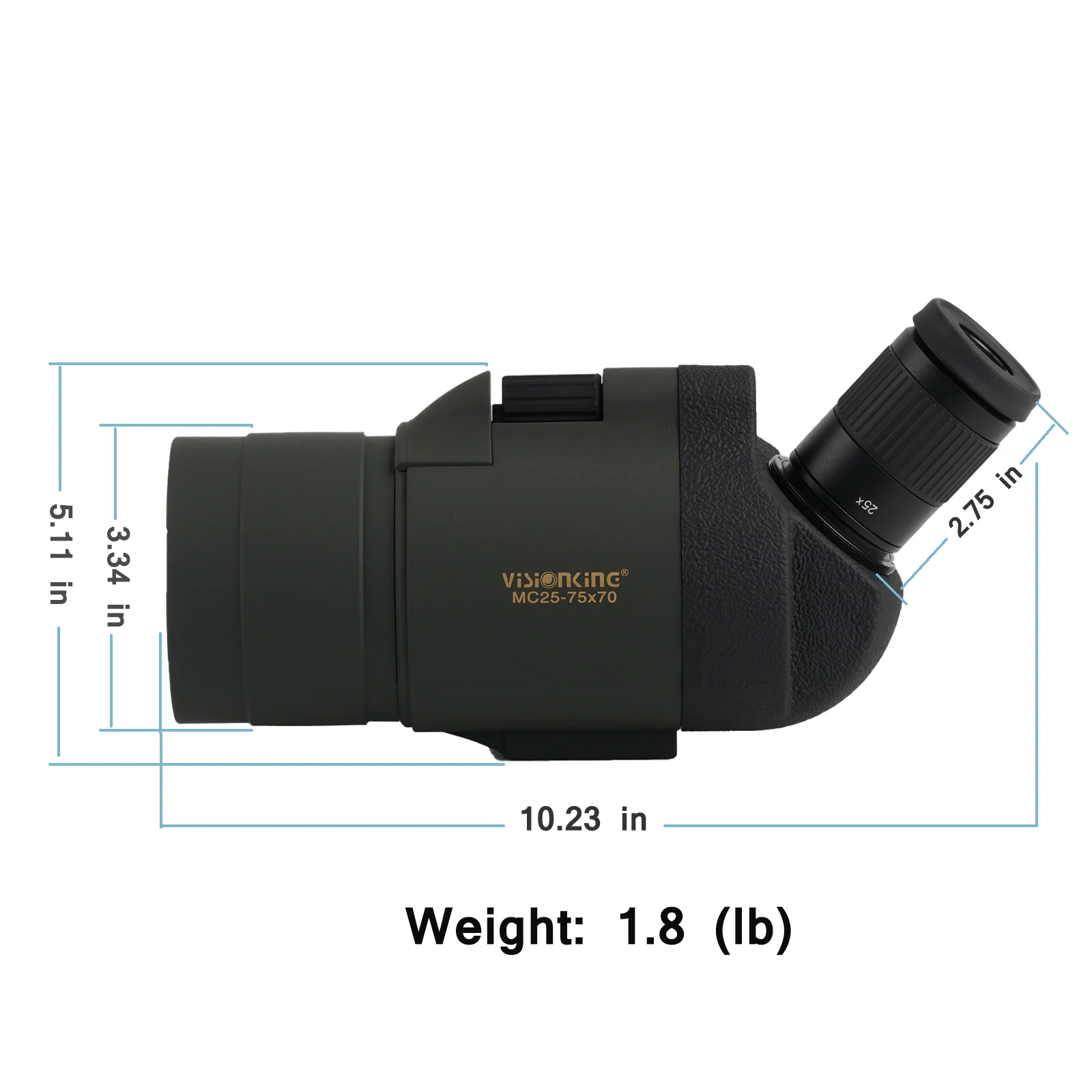 Visionking 25-75x70 impermeable telescopio profesional de caza de aves Bak4 gran visión del telescopio Monocular con trípode