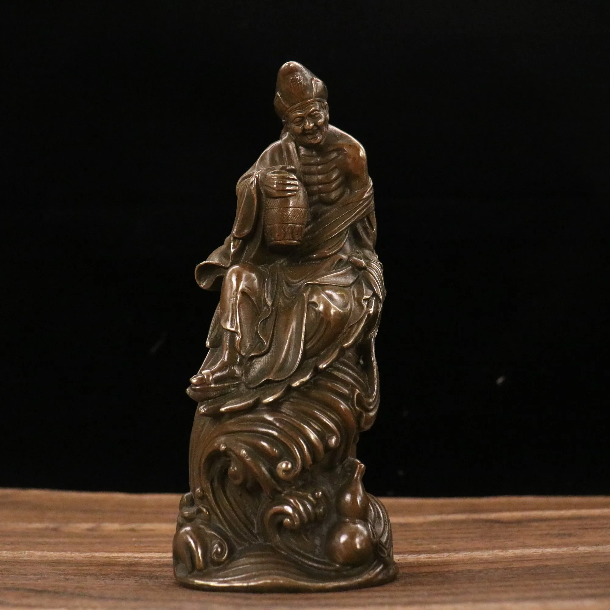 Rare Old China Antique Copper Ji Gong Statue Crafts