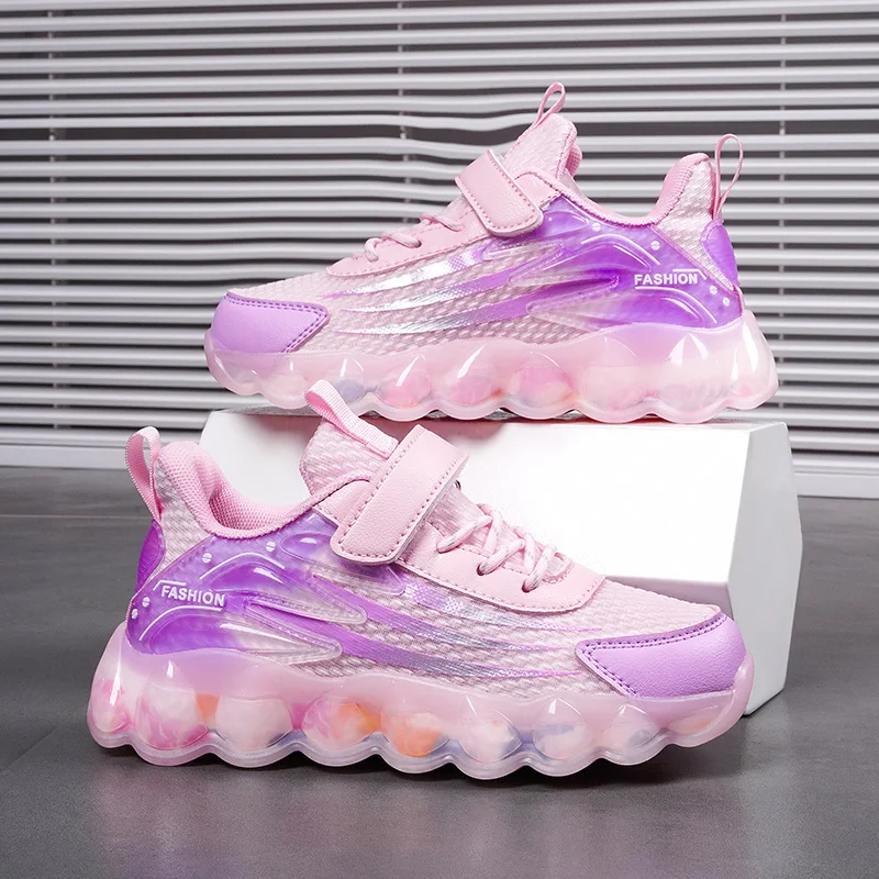 

Спортивная обувь для девочек, сетчатые износостойкие повседневные кроссовки на мягкой подошве на плоской подошве, модная уличная прогулочная обувь для детей