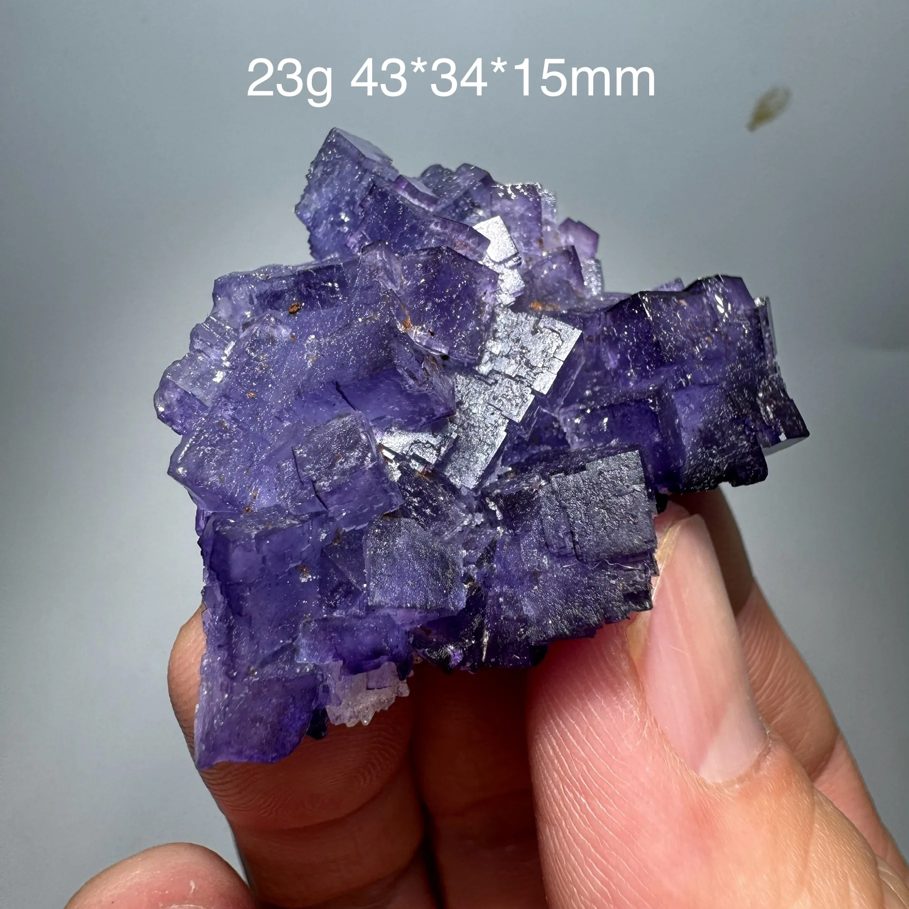 23g Natural China Stepped Purple Matrix Fluorite Specimen Crystal Mineral Quartz Rock Healing Stone Home Decor 05
