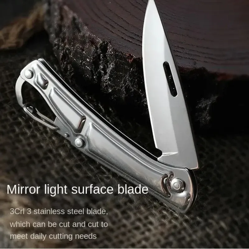 2024 New Portable Stainless Steel Outdoor Camping Knife, Self Defense Emergency Survival Knife, Folding Keychain Knife