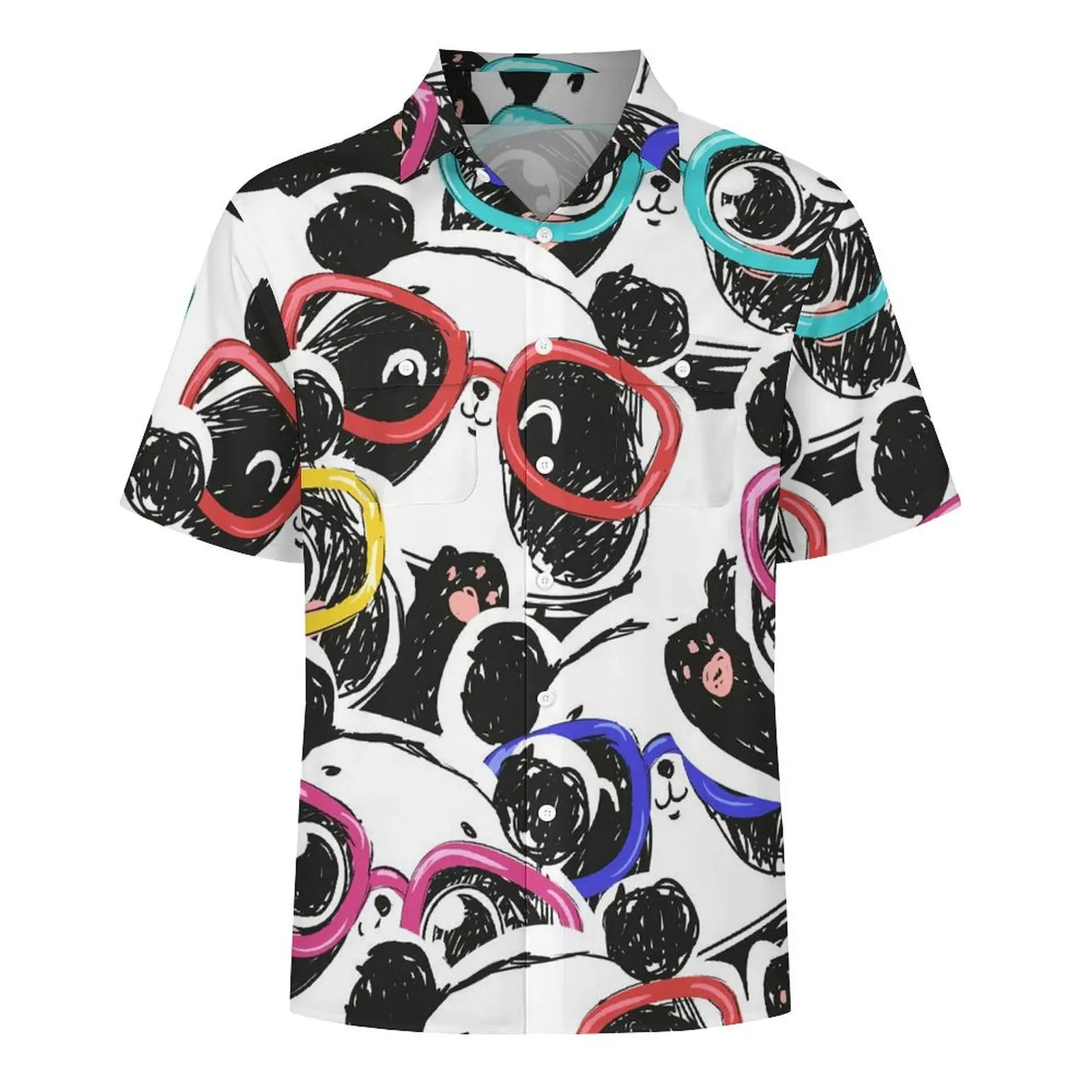 Camisa hawaiana de Panda bebé para hombre, camisas informales con estampado de animales bonitos para vacaciones, blusas de gran tamaño con diseño Harajuku de manga corta