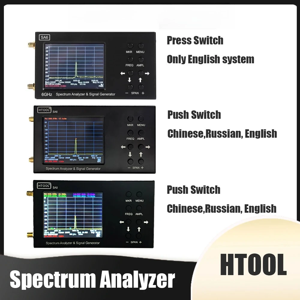 HTOOL SA8 Spectrum Analyzer 35MHz-6.2G Built-in Signal Tracking Source Wireless RF Frequency Meter