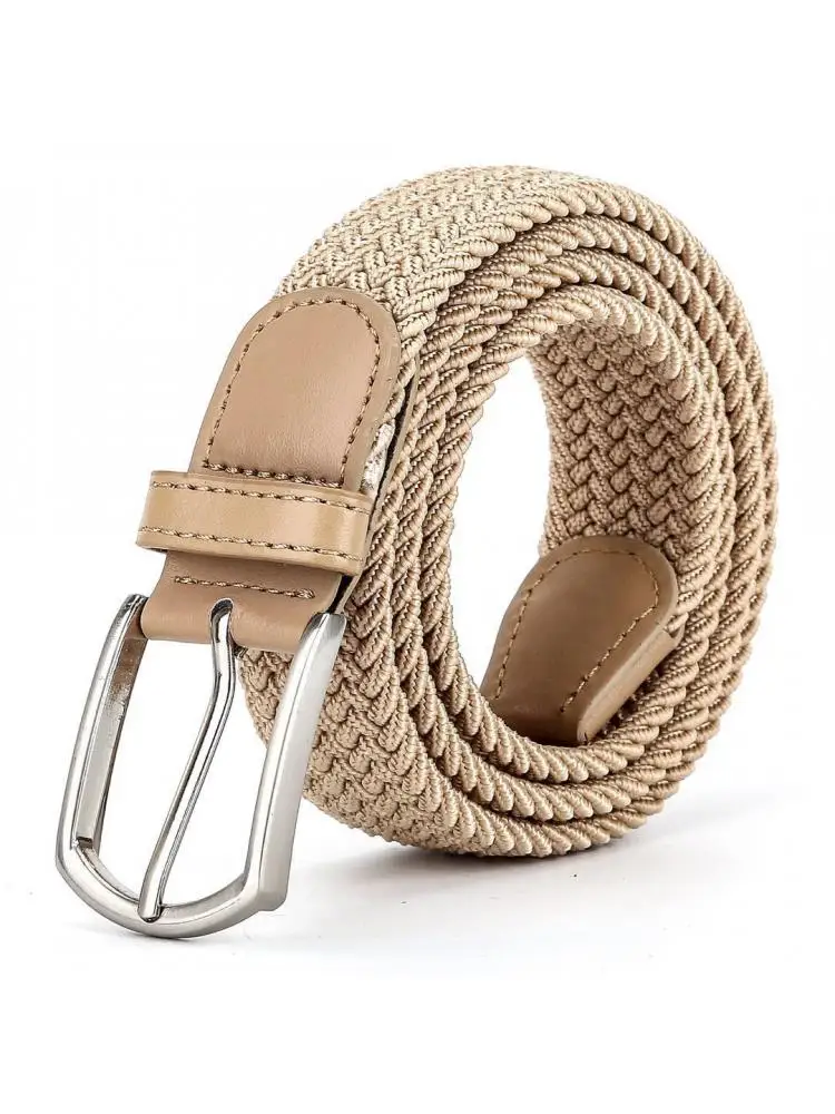 110cm New Men Stretch Woven Belt Casual Ladies Canvas Elastic Korean Joker Pin Buckle