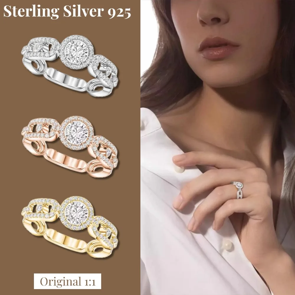 Shimmering original MOVE LINK SOLITAIRE O.30CT É  Sterling Silver 925 Ring Luxury woman Jewelry Accessories Anniversary Jewelry