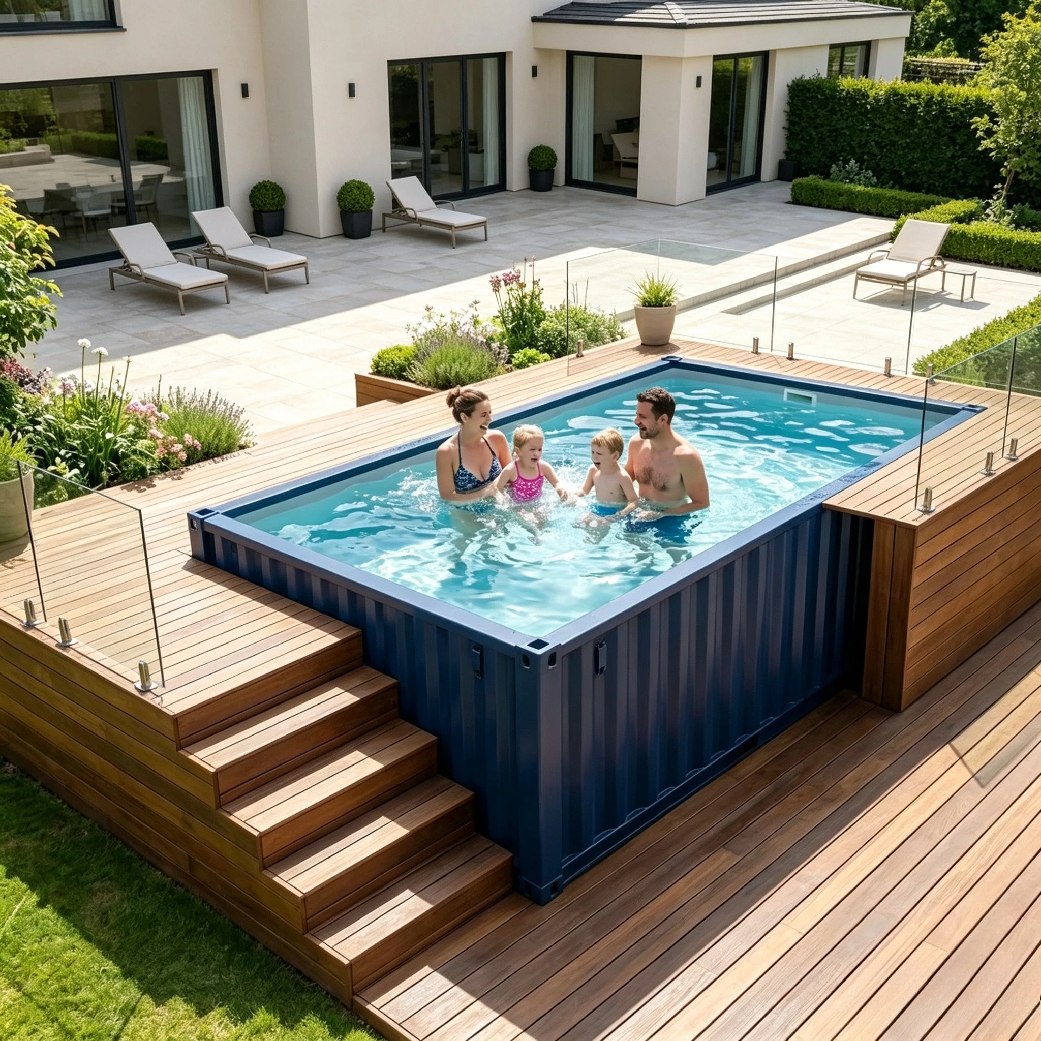 Custom Big Made Above Ground Home Family Outdoor Use 20ft 40 Feet 30' Fiberglass Shipping Container Swimming Pool