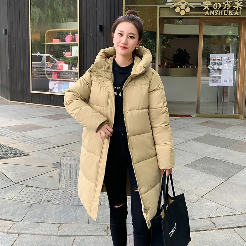 

2025 Winter Women Long Parkas Casual Thicken Coat Female Winter Loose Puffer Outwear Down Jackets Windproof Padded Coats