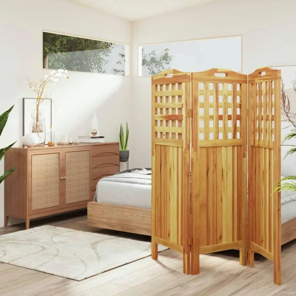 Acacia Wood 3-Panel Room Divider - 121.5x2x115 cm Stylish Privacy Screen