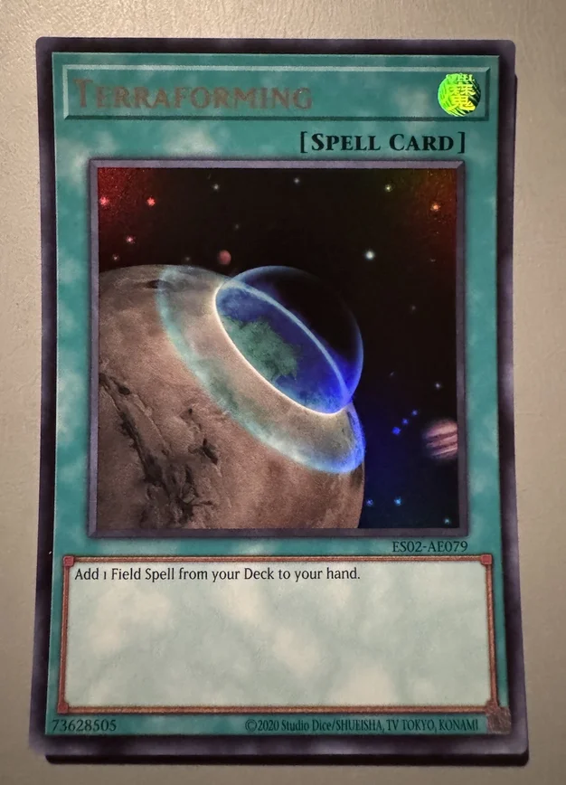 Карта Yu-Gi-Oh KONAMI Duel Monsters ES02-AE079 Terraforming Ultra Rare, азиатская английская коллекционная, в идеальном состоянии