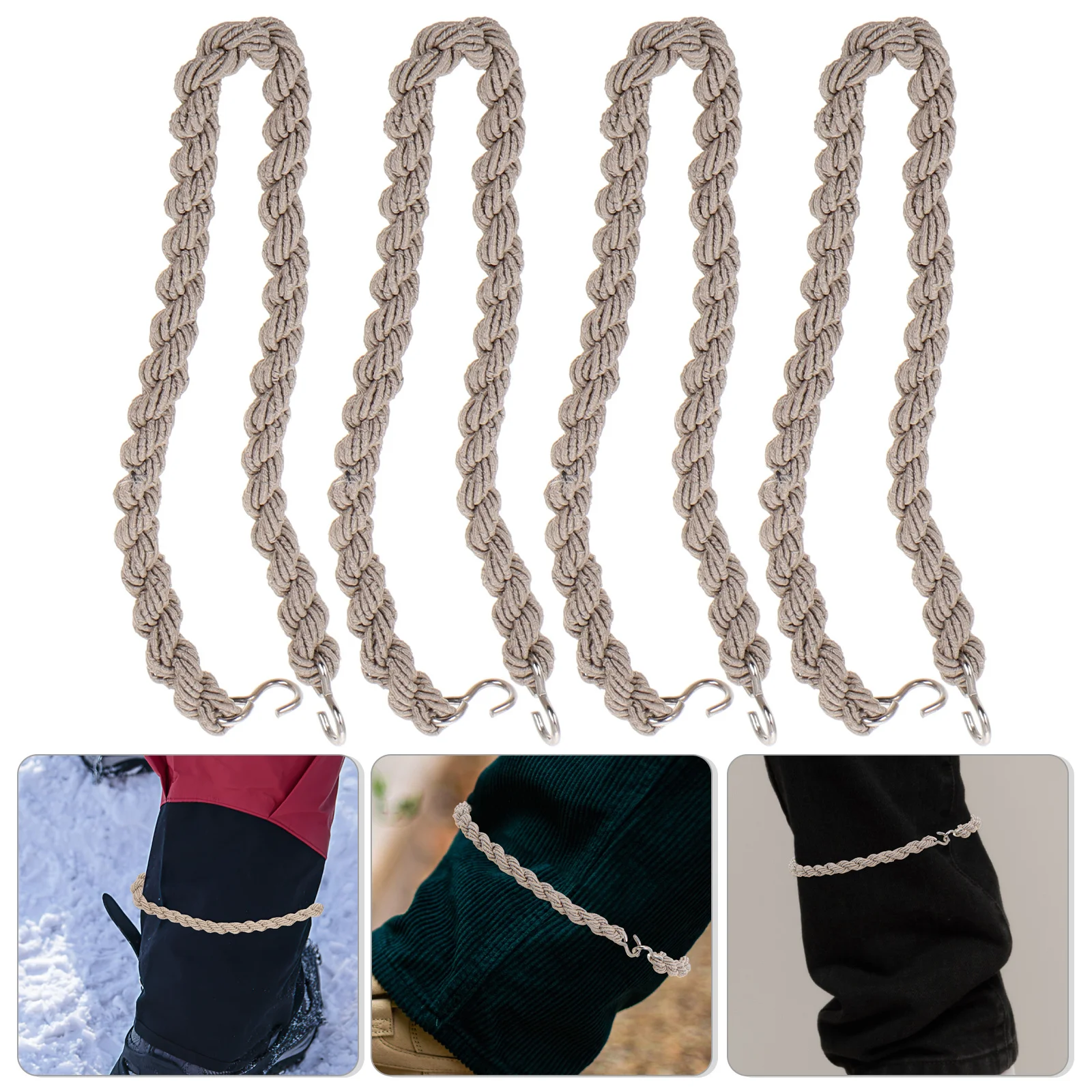 

4Pcs Outdoor Leg Binding Rope 4Mm Thick Elastic Twist Rope for Camping Cycling Hiking Boot Straps Adjustable Pant Leg Holder