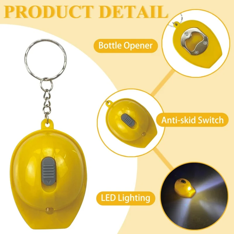 2/3/5 Pcs Construction Party Favors Keychains Mini LED Flashlight Keychains Mini Hard Hat Helmet Key Chains for Truck Employees