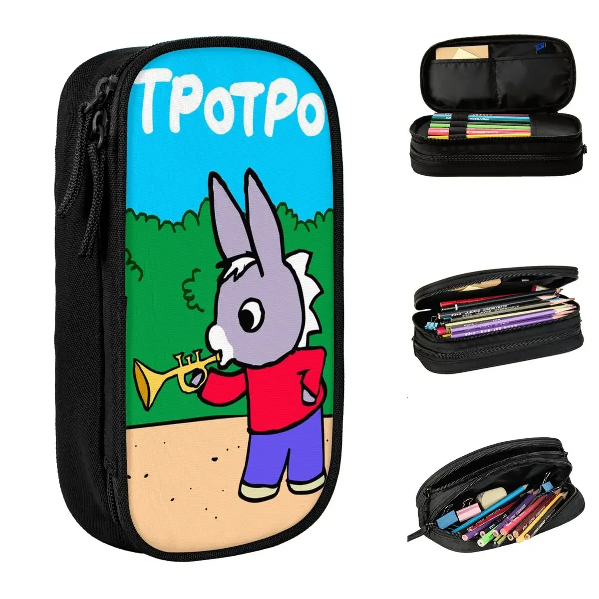 Fun Trotro Cartoon Pencil Cases Kawaii Pencilcases Pen for Girl Boy Large Storage Bag School Supplies Zipper Stationery