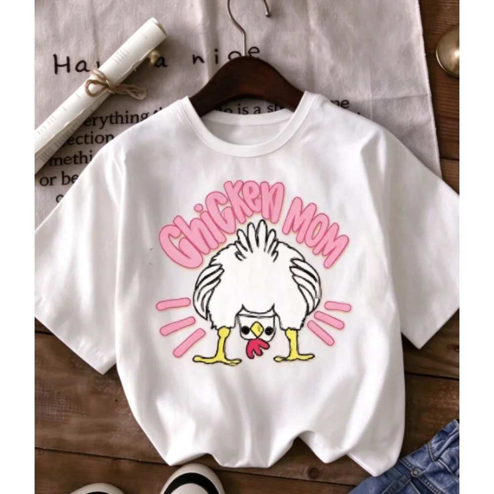 Chicken Butt Graphic T Shirt For Women, Cute Funny Chicken Cartoon Print Short Sleeve Cotton Tee, Humorous Casual Daily Top