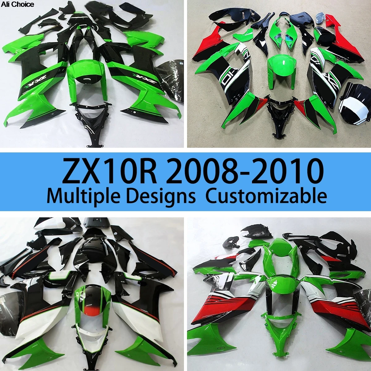 

Fit for Kawasaki Ninja ZX10R 2008 2009 2010 Full Fairings ZX 10R 08 09 10 Motorcycle Plastic Cover Fairing Kit Set Set