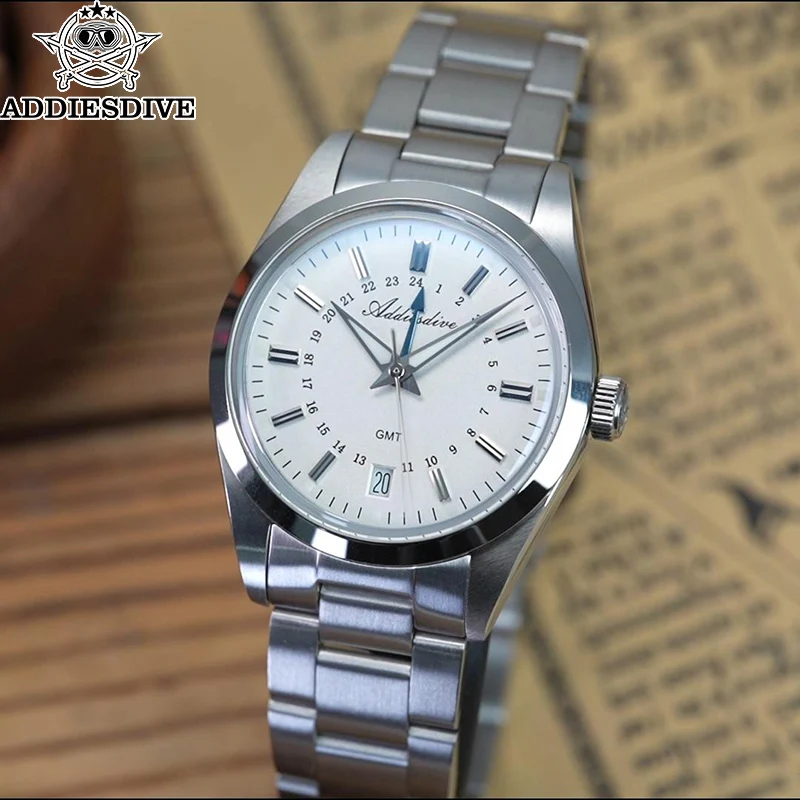 

ADDIESDIVE AD2065 Quartz Watch Bubble Mirror Mineral Glass Crystal Stainless Steel BGW9 Luminous 100m Waterproof Reloj Hombre