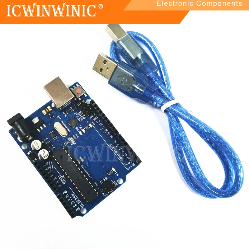 

1piece Suitable for UNO R3 development board official version UNO motherboard ATMEGA16U2 MEGA328P with USB cable