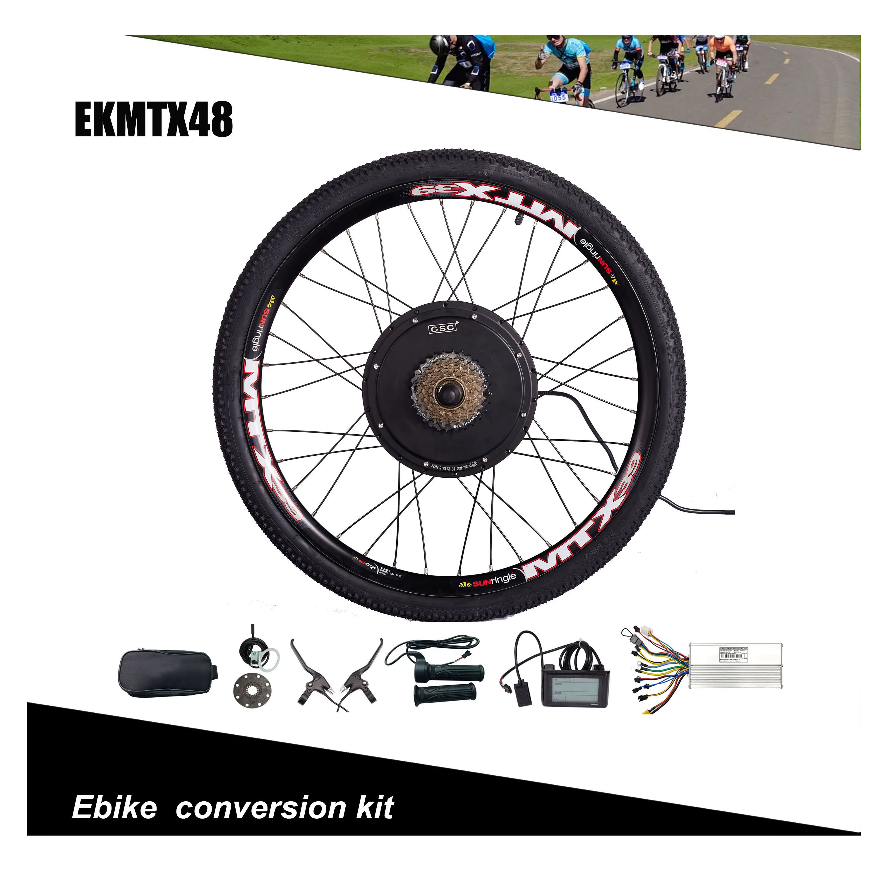 CSC MTX حافة 26 27.5 29 بوصة محور عجلات خلفي المحرك 48 فولت 1000 واط 1500 واط محرك مباشر كهربائي دراجة تحويل عدة مع شاشة SW900 #1