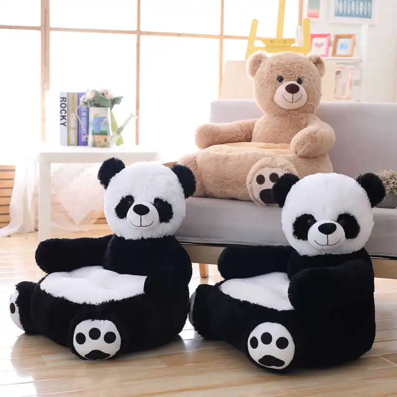 Almofada infantil de pelúcia para sofá, cadeira portátil infantil super macia com desenho de animais, panda, urso marrom