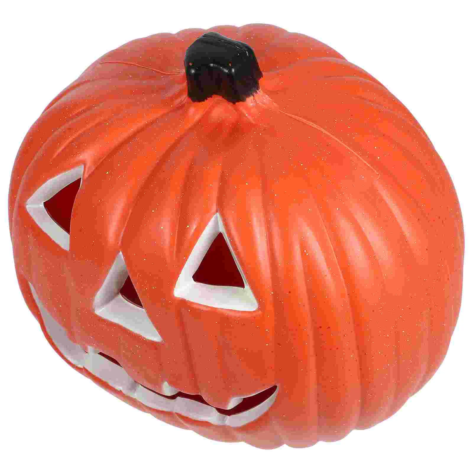 Decorazione per feste con zucca Jack-o-lantern scavata, luce in plastica per Halloween