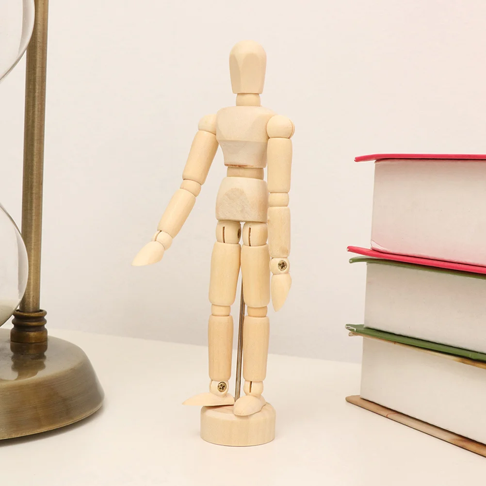 

2 Pcs Graffiti Wooden Joint Ornaments Baby Bot Mannequin Unfinished Peg People