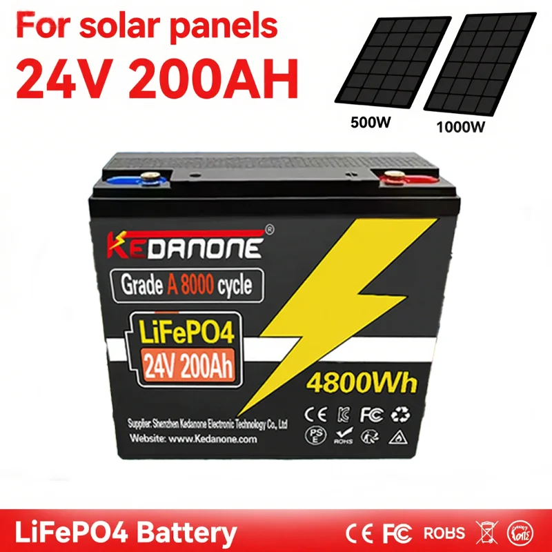 

NEW 24V 200Ah LiFePO4 Battery, Built-in 200A Protection BMS, Great for RV/Camper, Trolling Motors, Solar Off-Grid, Marine/Bo
