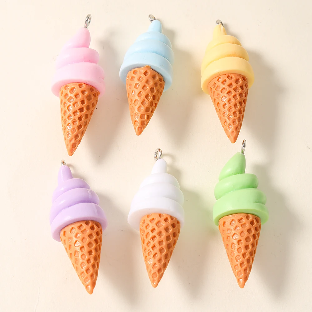 5pcs Charms Resin 3D Sweet Kawaii Ice Cream Charm Pendants for Necklaces Earrings DIY Handmade Jewelry Accessories