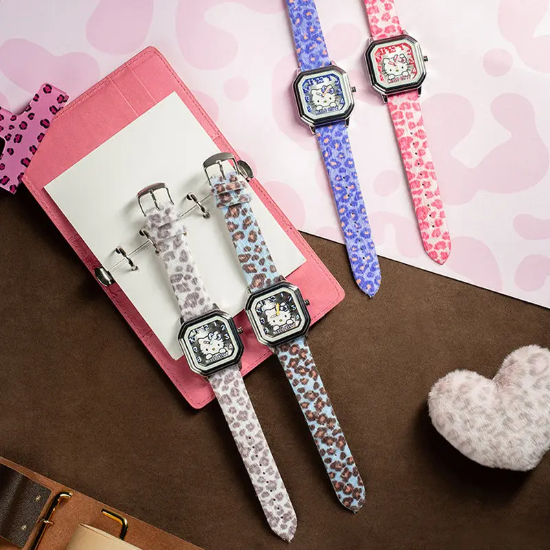 New Genuine Sanrio Hello Kitty Sweetheart Leopard Print Series Wristwatch Blind Box Trendy Student Watch Ornament Birthday Gift view 4
