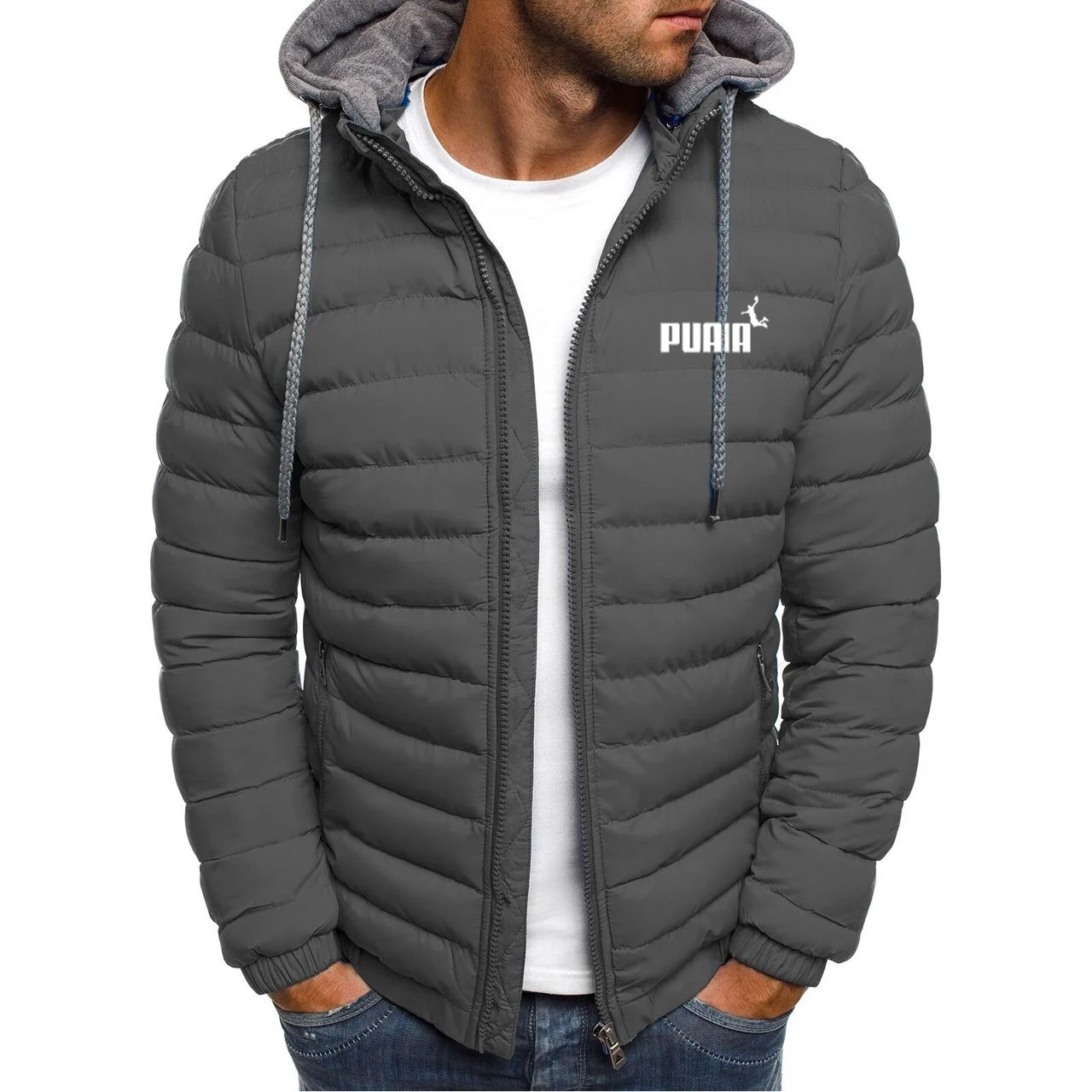 Chaqueta de invierno 2024 para hombre, chaqueta cálida y resistente al viento con capucha, moda urbana, informal, marca, abrigo parka exterior con cremallera para hombre