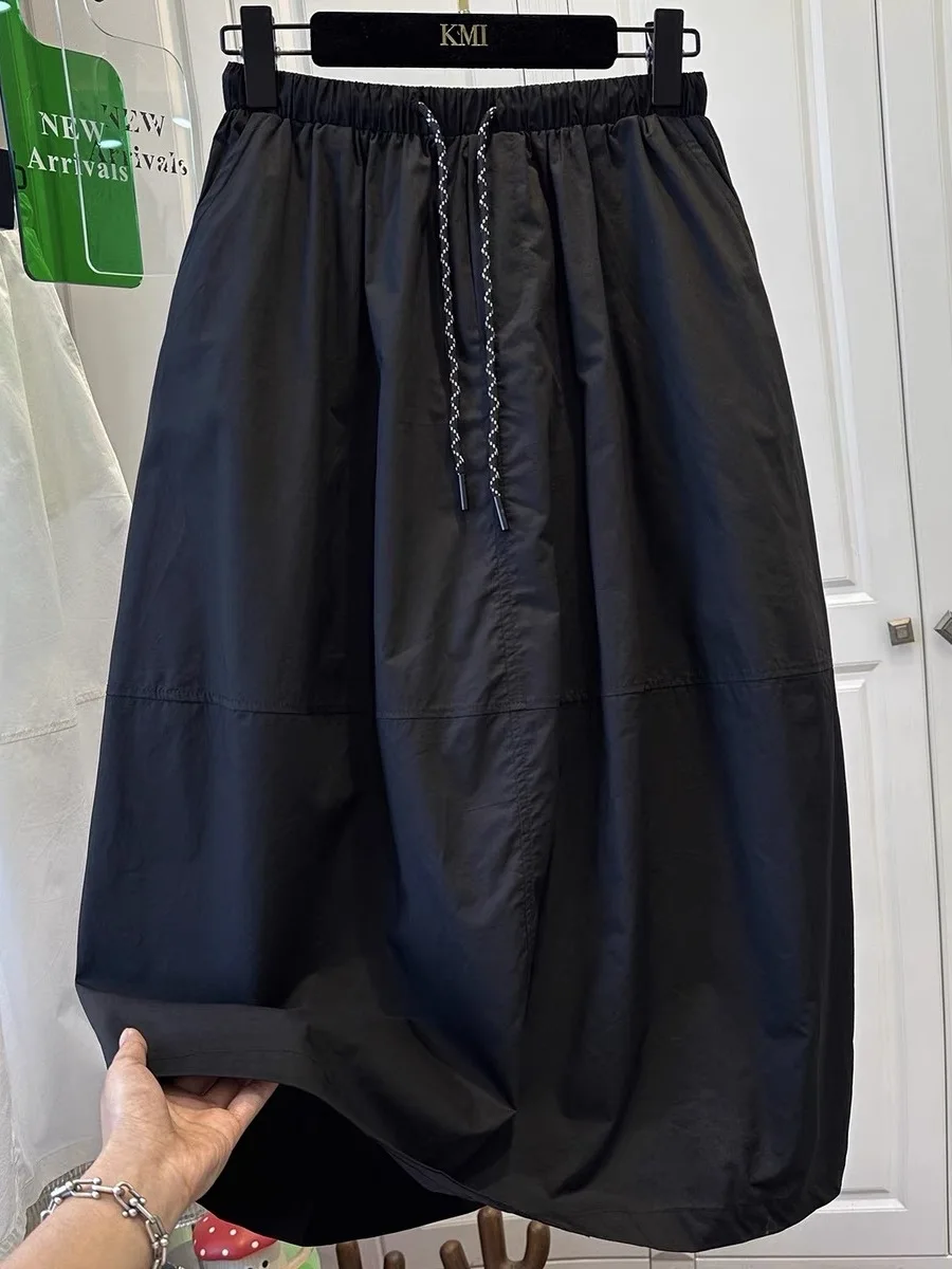 

Ele Bla Elastic Waist Midi Skirt Large Size Casual Faion A-Line Skirt Summer Season Women's Premium Feel Clothing