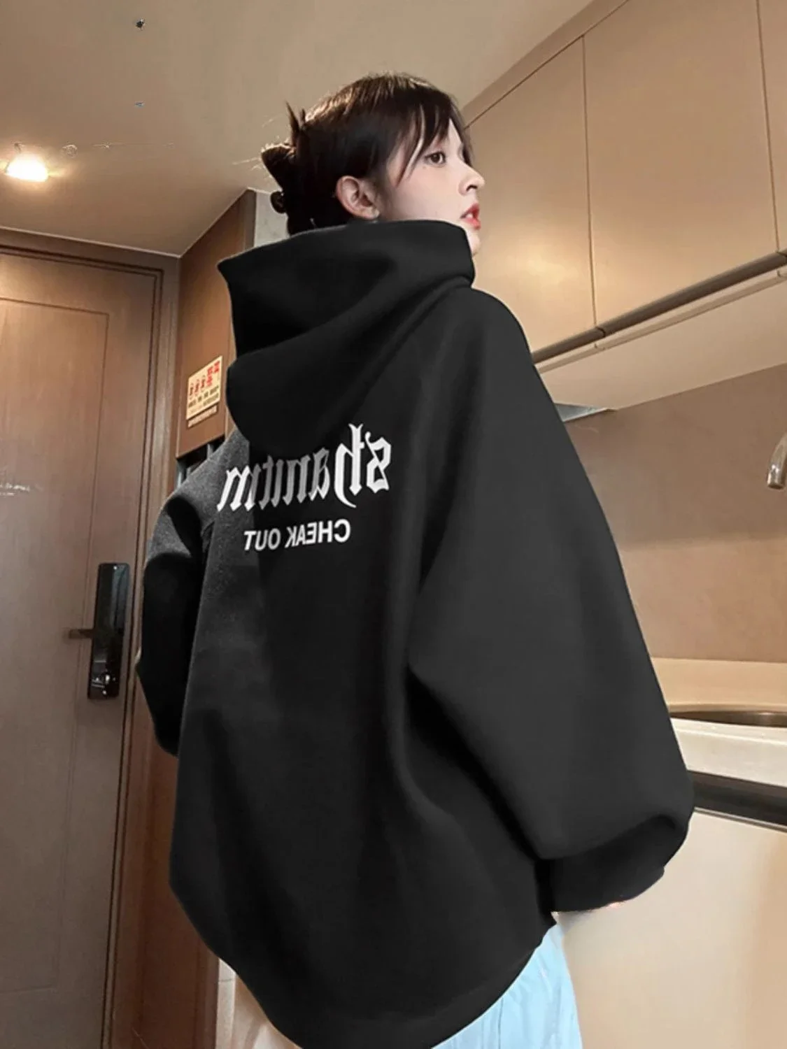 

Heavyweight Cotton Hooded Couple Sweater Men and Women Fashion Brand Versatile Text Decal Oversize Thick Top Coat Clothes Y2k