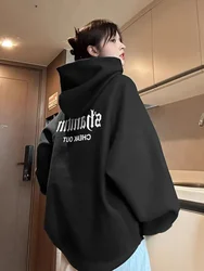 Heavyweight Cotton Hooded Couple Sweater Men and Women Fashion Brand Versatile Text Decal Oversize Thick Top Coat Clothes Y2k