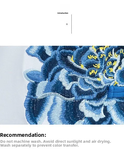 Cseta de Verano de Aodón con Bordado, Manga Corta, Corte Ajustado para Mujer, Estilo Vintage, Cuello Alto con Botones, B...