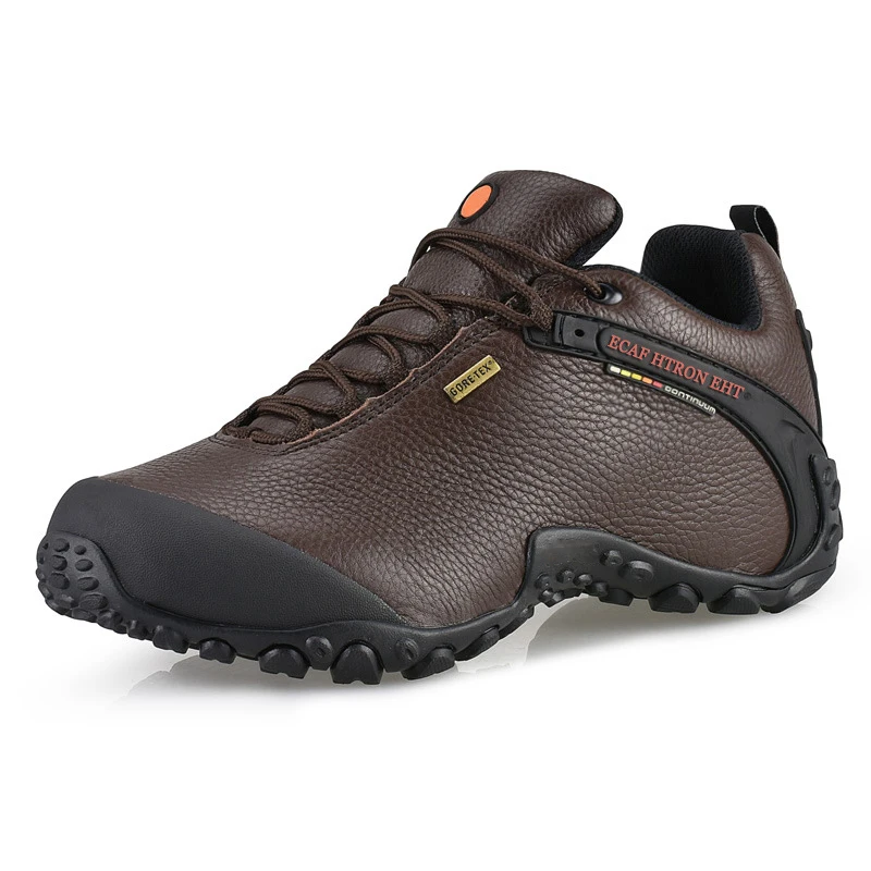 Men's Leather Hiking Shoes Breathable Non-Slip Wear-Resistant Sneakers Outdoor Casual Cross-Country Trekking Sports Footwear