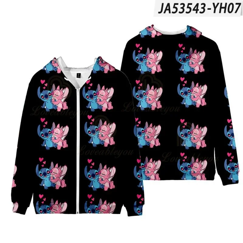 Dis Stitch Zipper Jacket Hoodie Lilo and Stitch Polyester Casual Coat Cosplay Costumes Boys Girls Sportswear Pullover