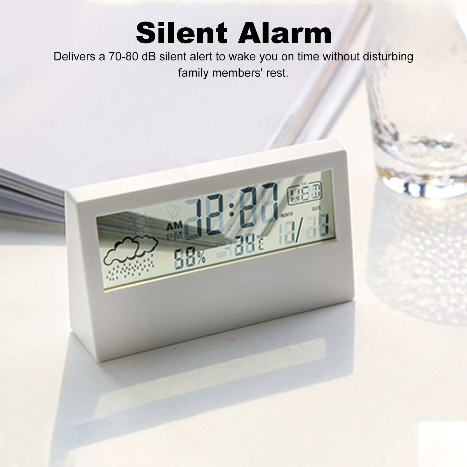 Large Display Digital Alarm Clocks with Time Date Temperature Snooze Bedside Alarm Clock for Kids/Bedroom/Heavy Sleepers/Travel