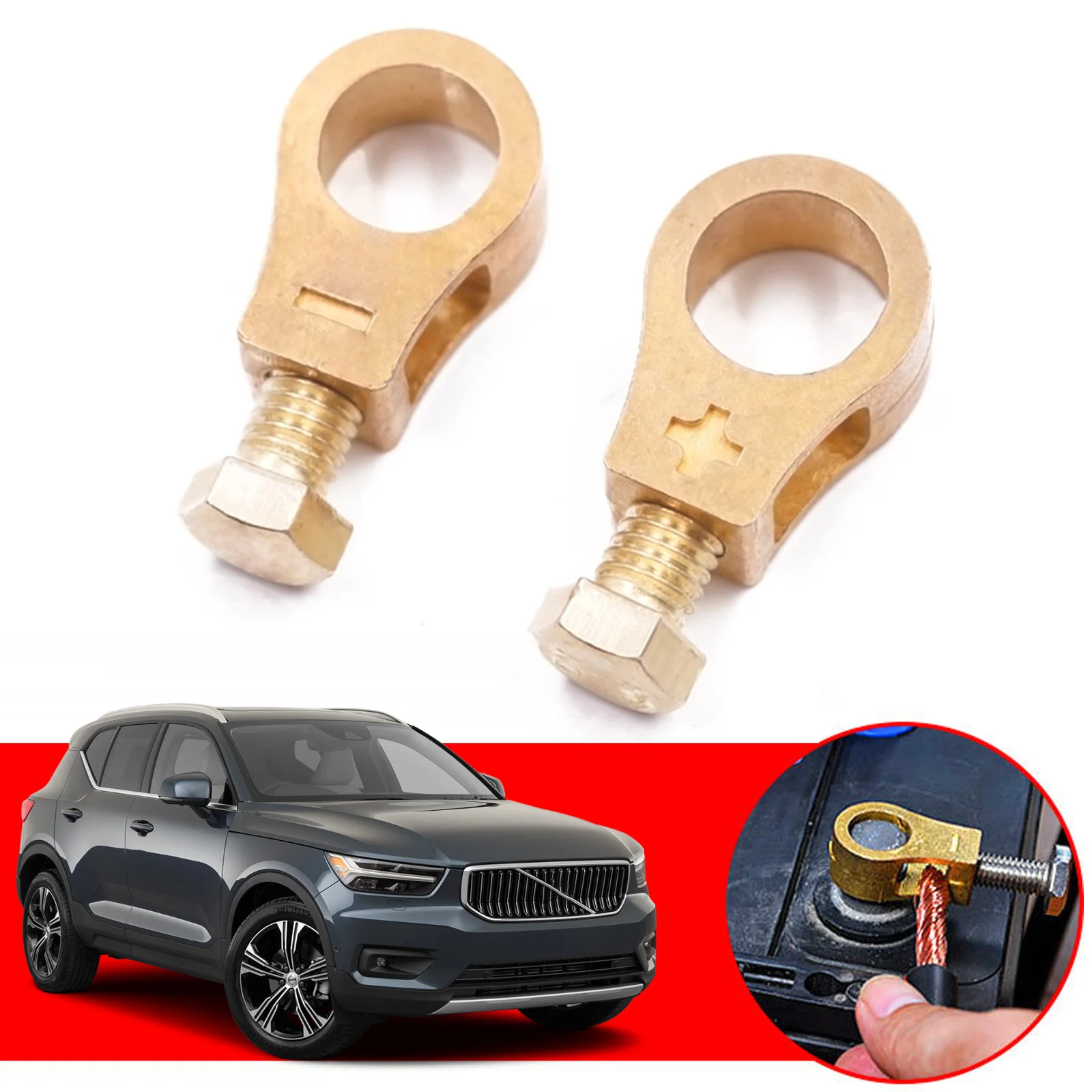 Copper Car Battery Terminal Wire Cable Clamp Top Quick Post Terminal Positive Negative Electric Connector Clamps for Audi Honda