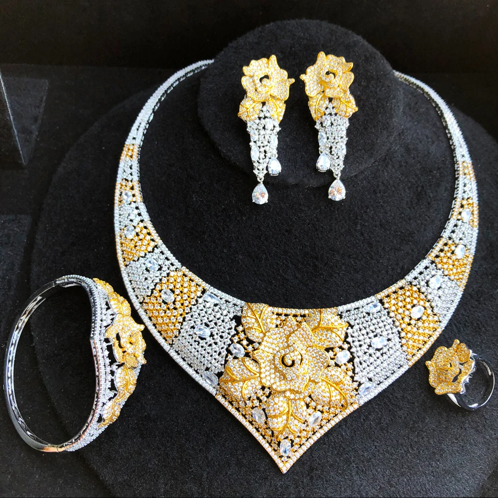 

GODKI SALE Promotion~Luxury 4PCS Nigerian Jewelry Set For Women Wedding Zircon Indian African Bridal Jewelry Set 2018