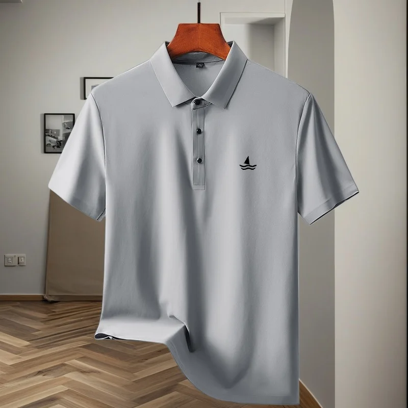 High quality ice silk polo shirt short sleeved men's brand fashionable printed top summer new cool breathable casual T-shirt - view 6