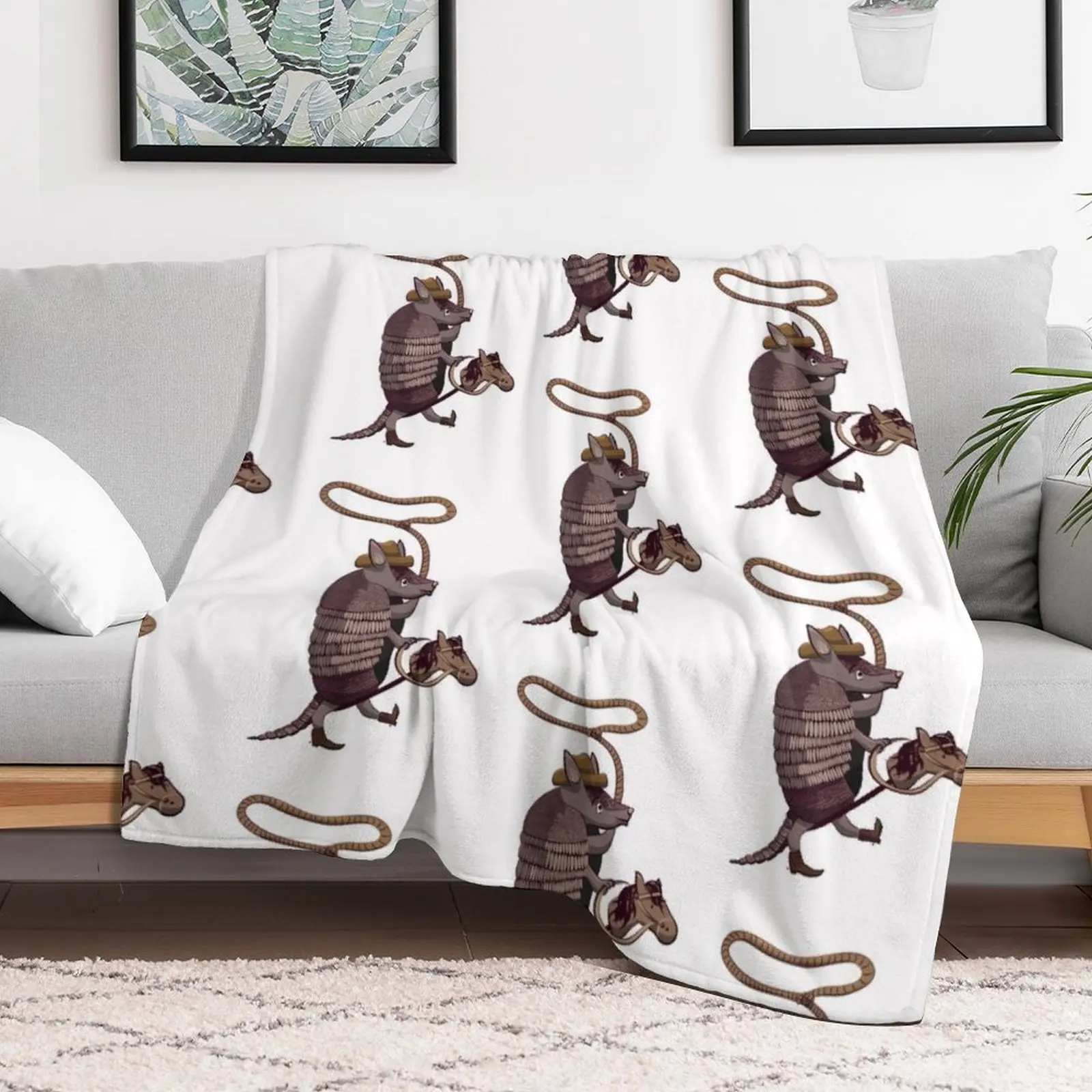 Armadillo Cowboy Throw Blanket Blankets For Sofas Stuffeds For Sofa Thin Soft Plush Plaid Blankets