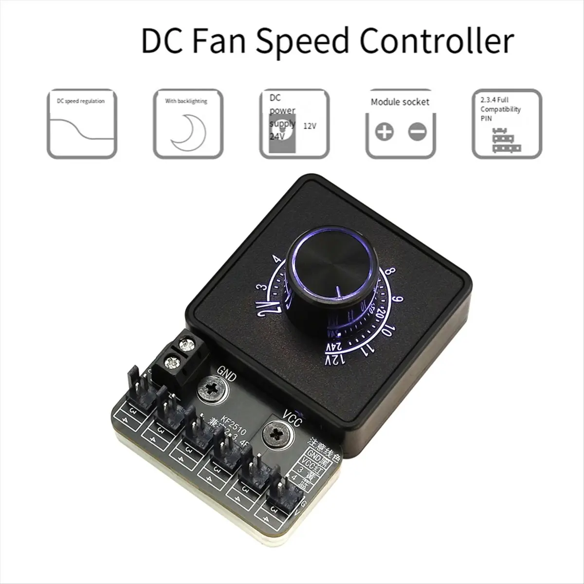 T451C-2Pin Wire Fan DC Speed Regulator 12V24V Heat Dissipation DIY Computer Water Cooling Pump Step-Down Hub Module A HOT