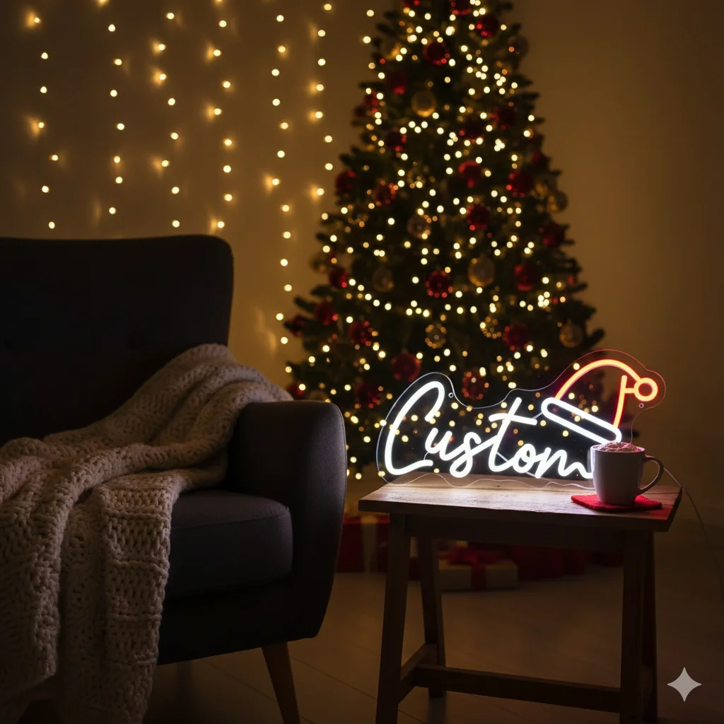 مخصص LED النيون قبعة عيد الميلاد تسجيل نص شخصي/اسم السنة الجديدة USB بالطاقة مع التحكم في السطوع ديكور المنزل احتفالي