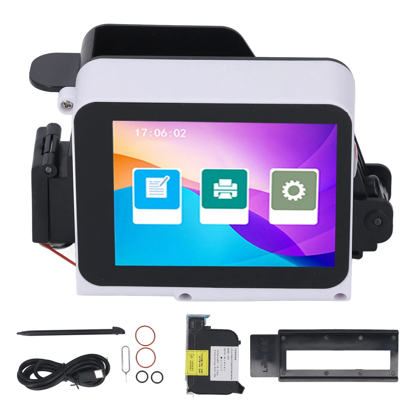 

Mini Handheld Inkjet Printer 12.7mm 600dpi 28 Languages Portable Printing Machine with Ink Cartridge for Barcode Data Image