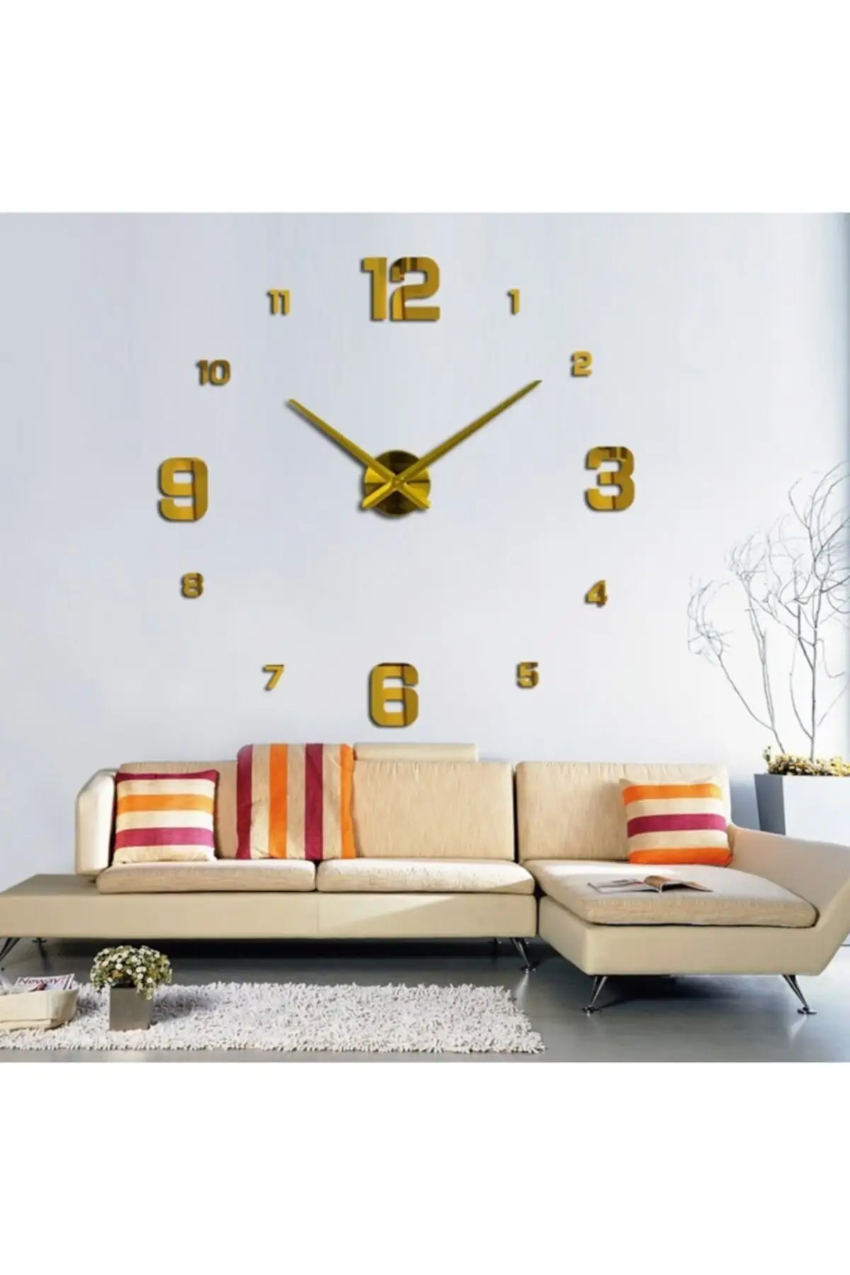 

Uras Modern Generation Dıy 3d Decorative Big size Sticker Wall Clock Gold Wall Clock Creative Home Decor