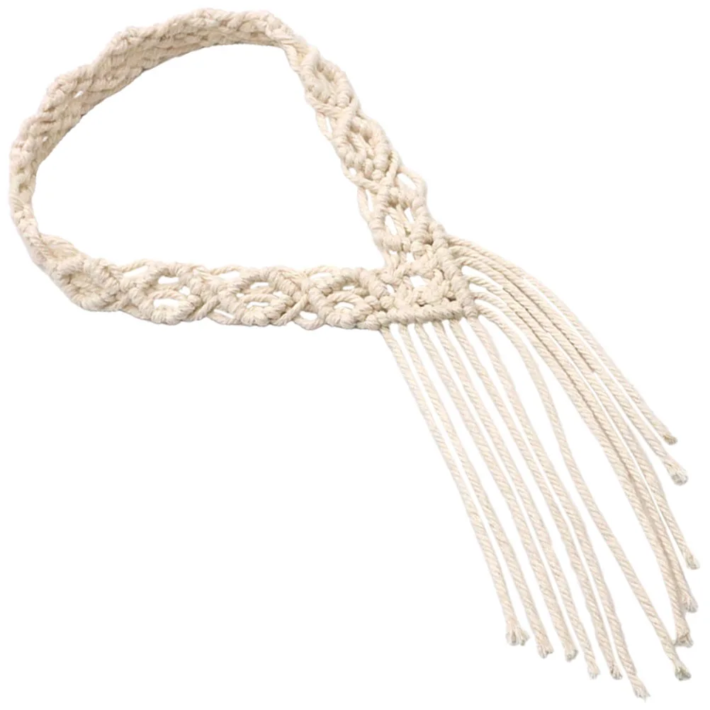 

Cotton Rope Headband Woven Macrame Hair Accessories Girls Beige Scarf Women Headdress Travel Bohemian Style Durability