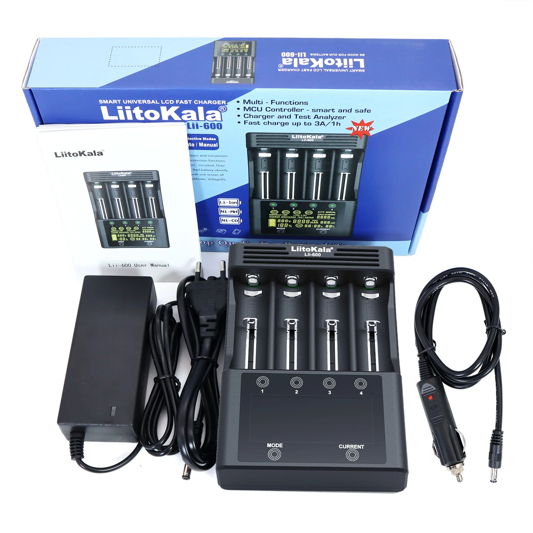 LiitoKala Lii-600 18650 Battery Charger For NiMH 1.2V and Li-ion 3.7V Battery Suitable for AA AAA 26650 21700 26700