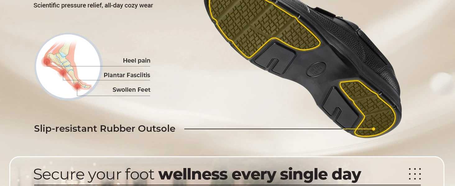 FitVille Herren Breite Leder-Oxford-Schuhe Wasserabweisende Rutschfeste Business-Anzugschuhe mit Verstellbarem Riemen für Geschwollene Füße – Detail 5
