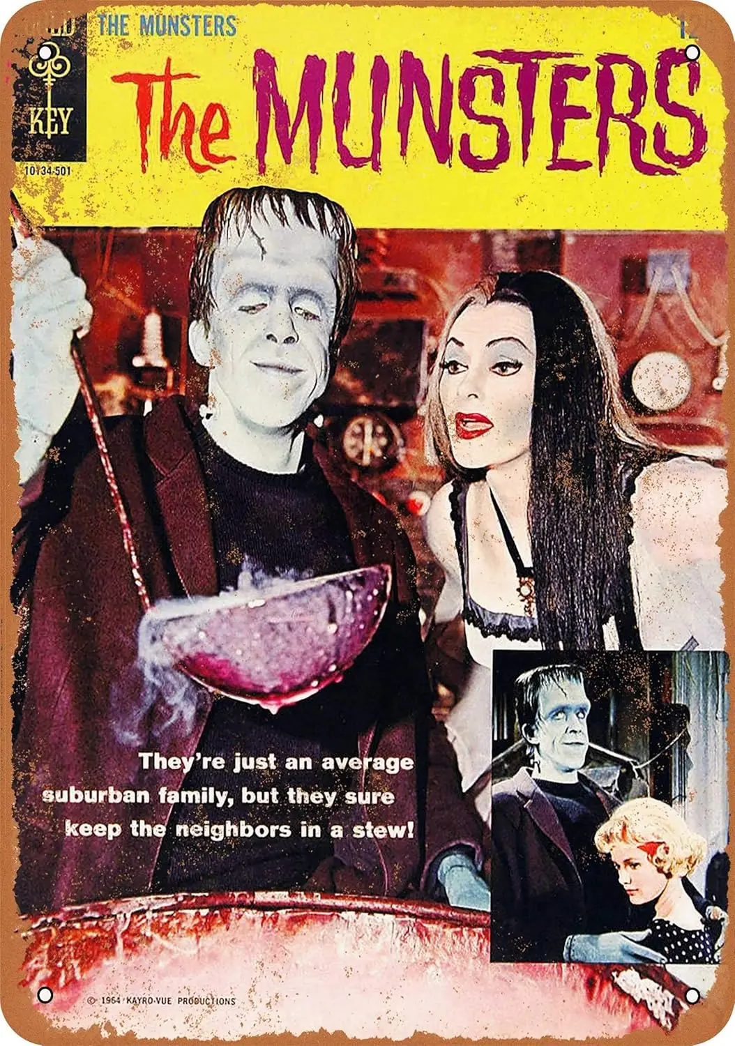 12 X 8 Inches Metal Vintage Funny Tin Sign 1965 The Munsters Comic