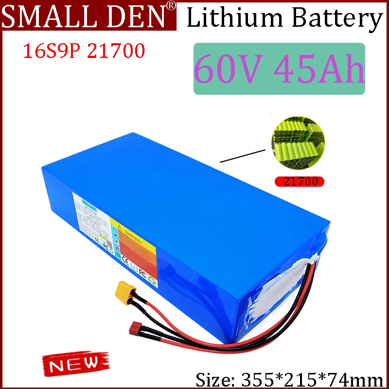 New 60V 45Ah 21700 16S9P Lithium Battery pack built-in BMS for 67.2V 3000W spare Outdoor portable power supply battery